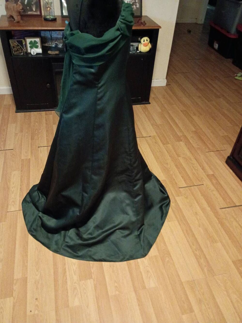 Vintage Y2K Size 18 Michaelangelo Green Spaghetti Strap Formal Maxi Long Dress - Picture 5 of 9